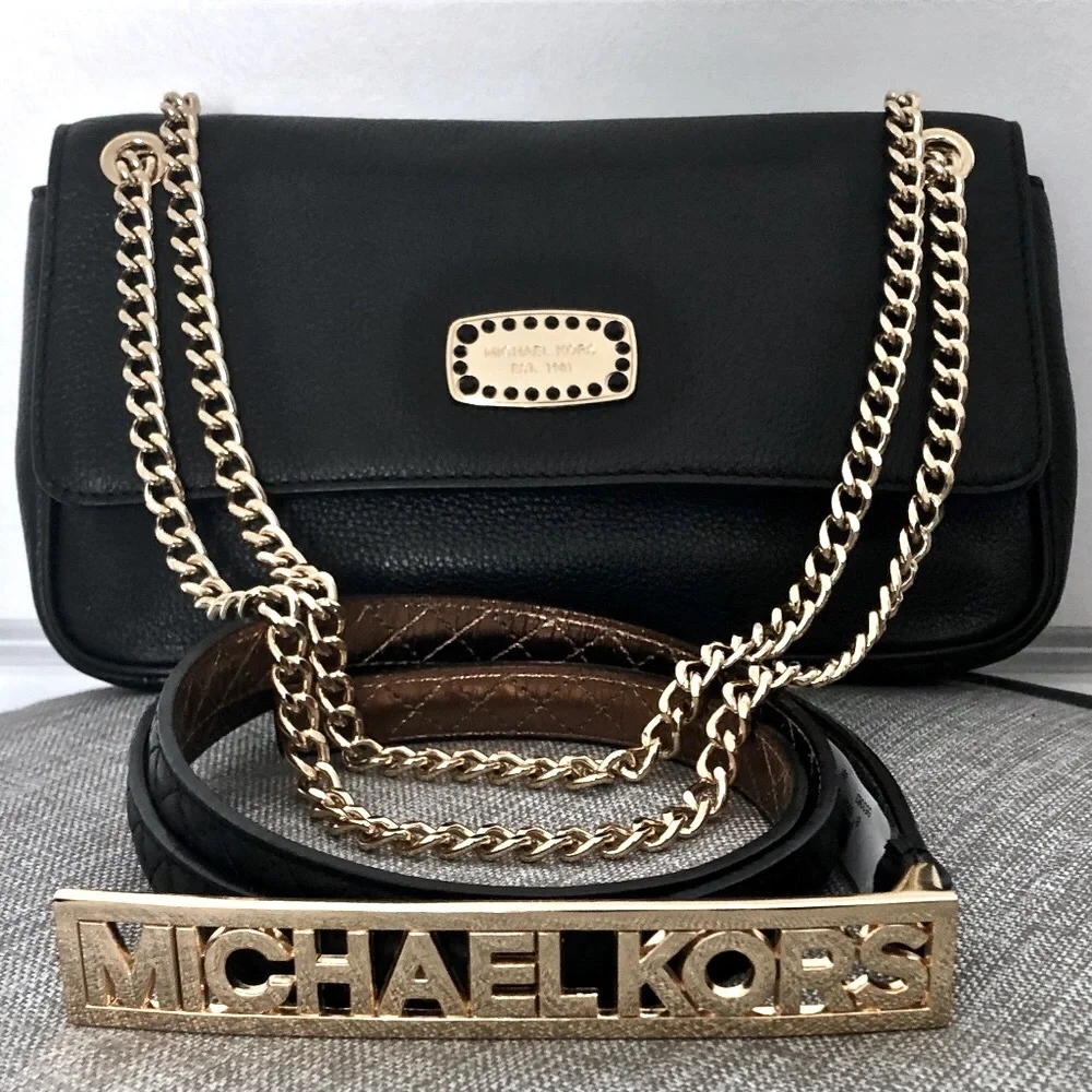 NEW MICHAEL KORS Black Leather Evening Bag